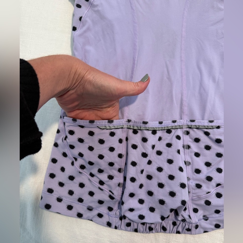 EUC Lululemon Velo Vixen High Neck Tank High Noon Lilac Black Dot 6 - Picture 8 of 8